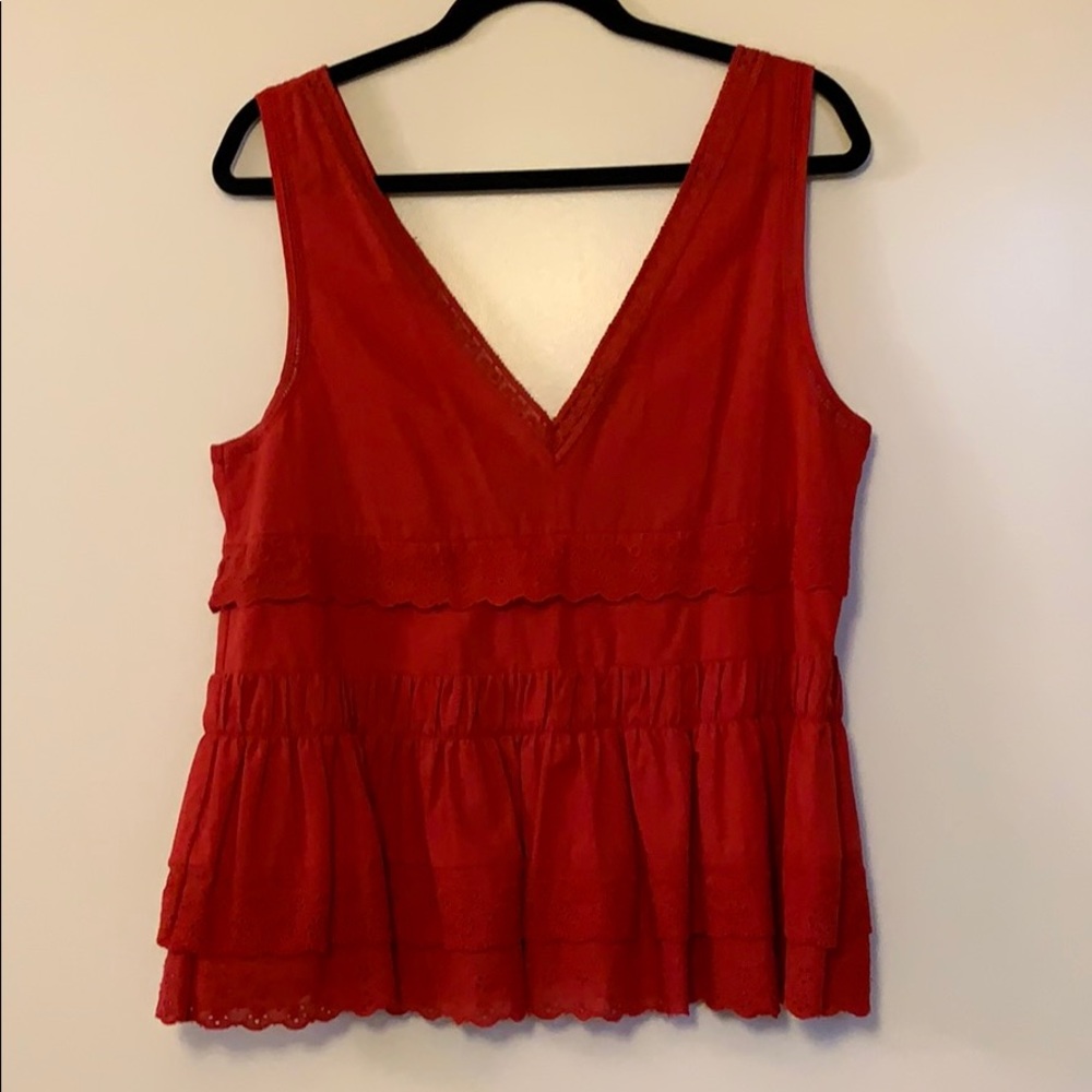 The Kooples Sport Red Ruffle Top